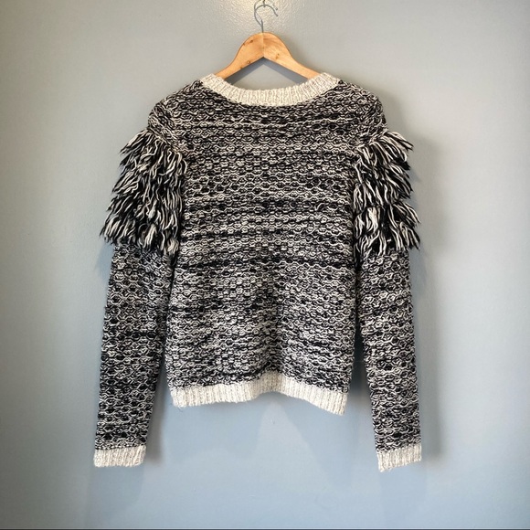 Banana Republic Fringe Chunky Knit Wool Blend Alpaca Sweater Small - Picture 8 of 8
